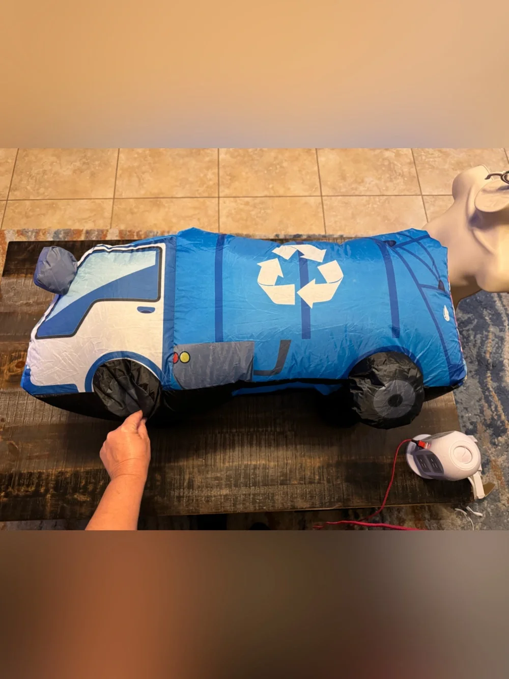 Toddler Inflatable Garbage Truck Costume Blue 3D Car Costume